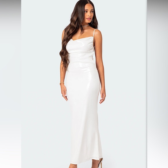 NWOT EDIKTED Sequin Open Back Maxi Dress! - Picture 4 of 7